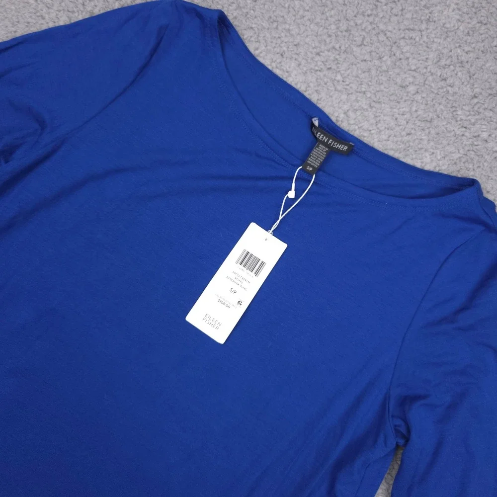 Eileen Fisher Royal Bateau NK Tunic‎ Dress Knit Long Sleeve Casual Comfy Size S